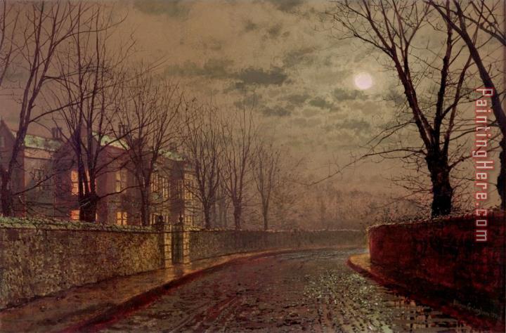 John Atkinson Grimshaw Moonlit Street Scene 1882
